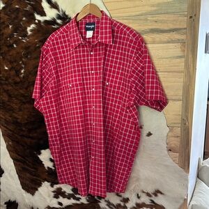 Wrangler Men's Red Checkered Pearl Snap Shirt Size 2XL